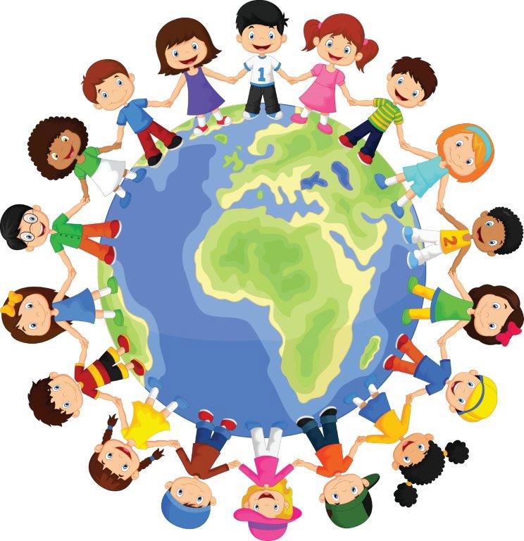 Tegning af børn med forskellige nationaliteter