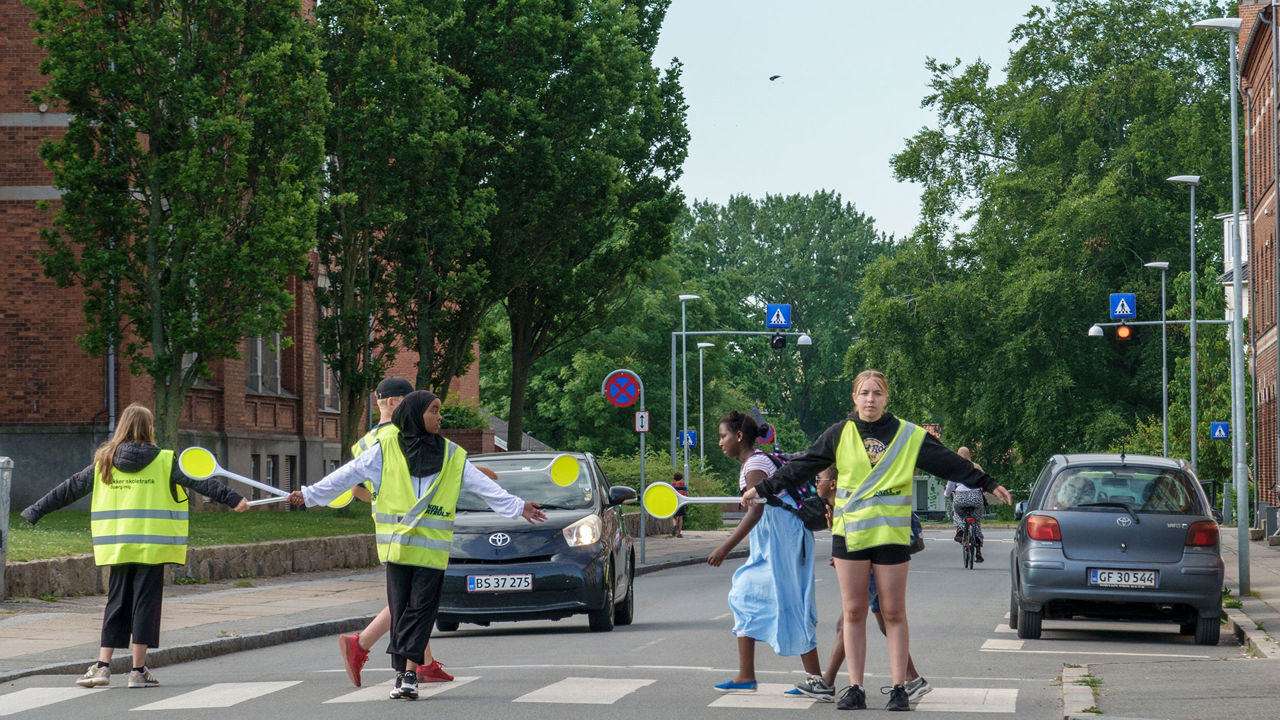 Skolepatrulje ved Birkhovedskoen i Nyborg