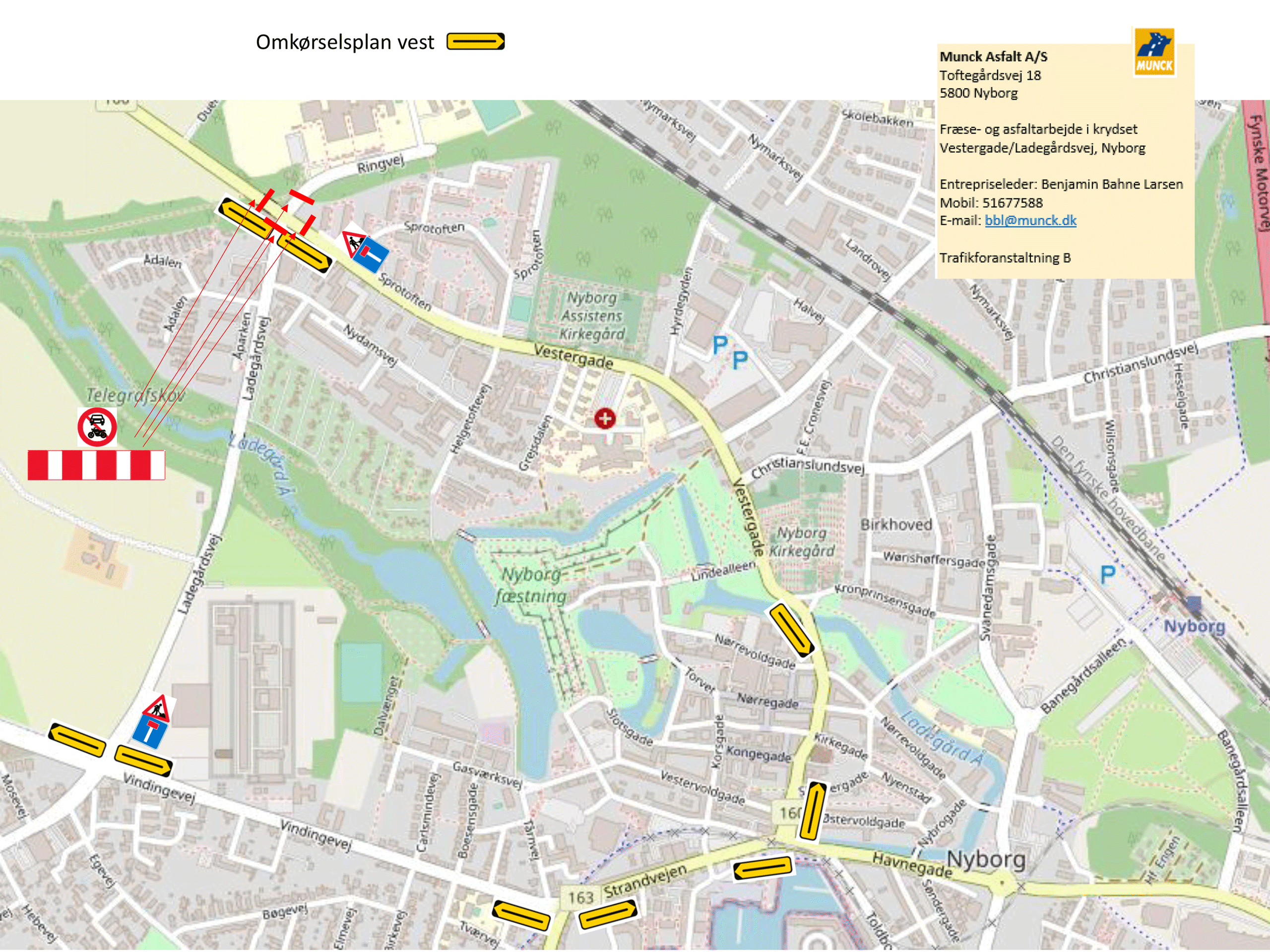 Omkørselsplan vest - krydset Vestergade/Ladegårdsvej