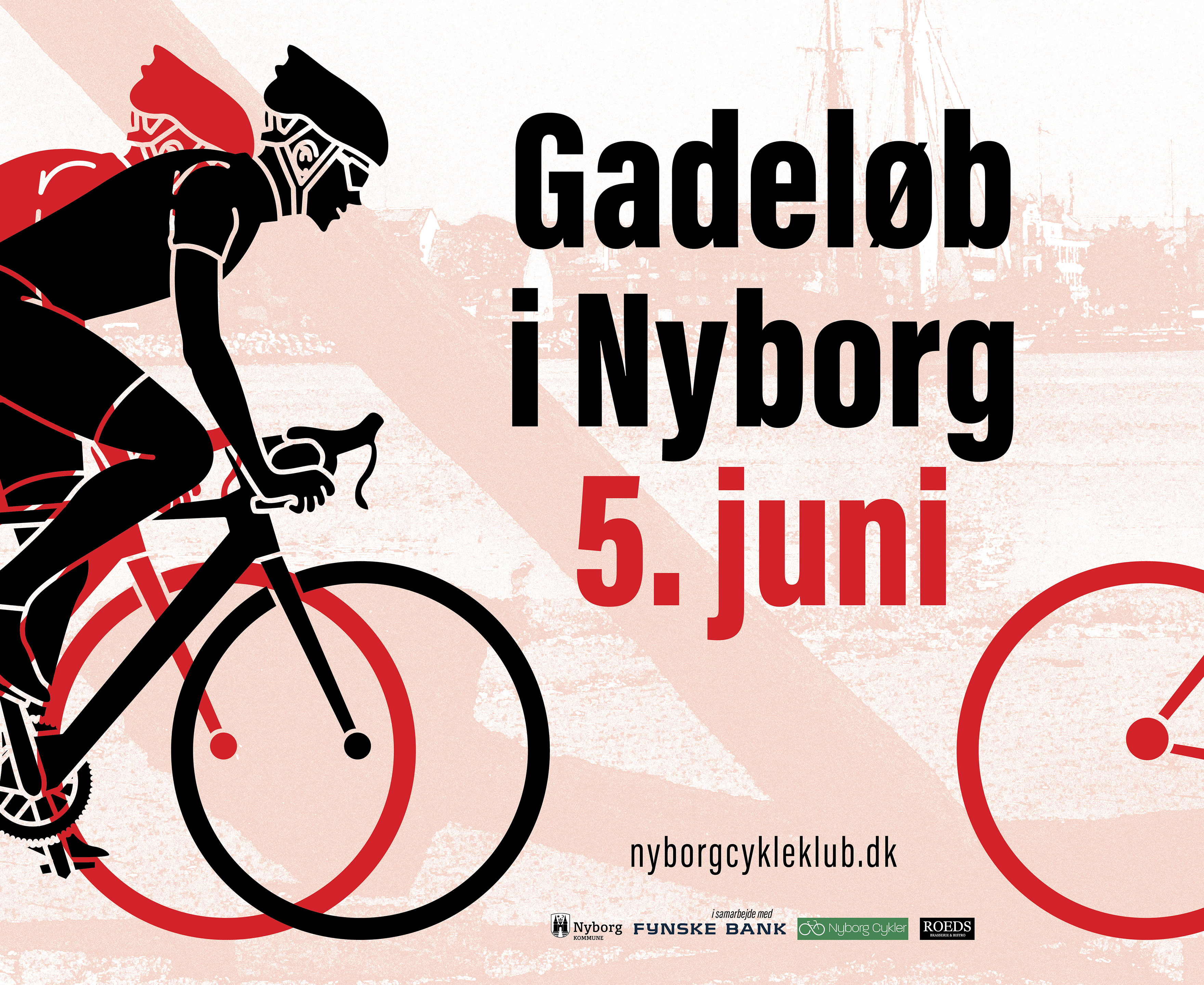 Plakat for Gadeløb i Nyborg 5. juni 2026