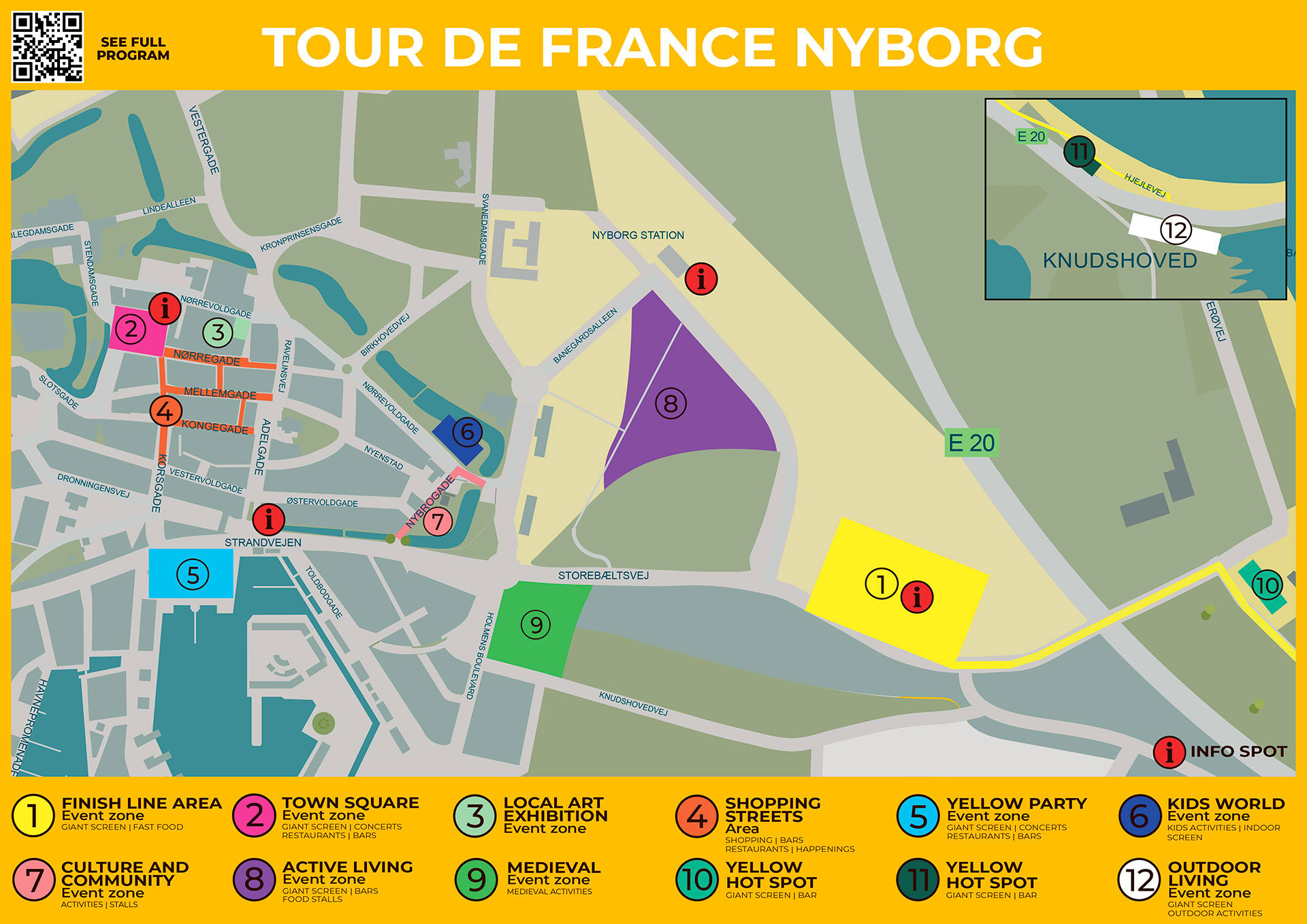 Kort over eventzone og storskærme // Foto: Nyborg Kommune