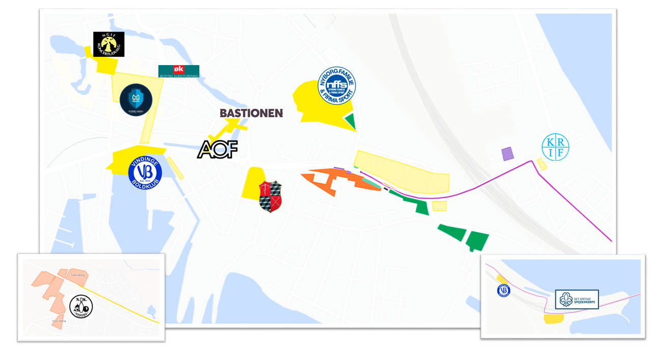 Oversigt over eventzoner med foreningernes logoer