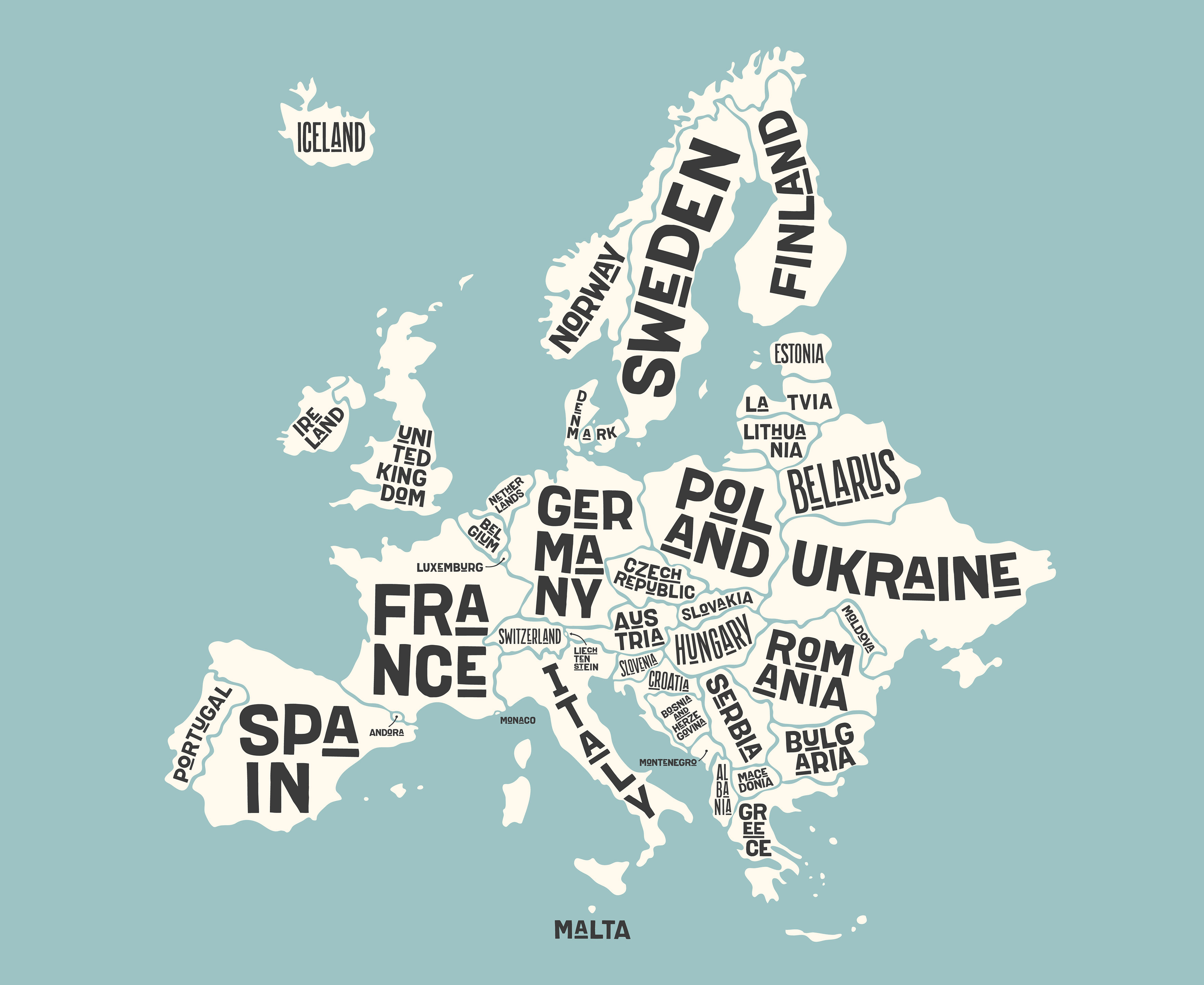 Visuel tegning over rejsedestinationer i Europa