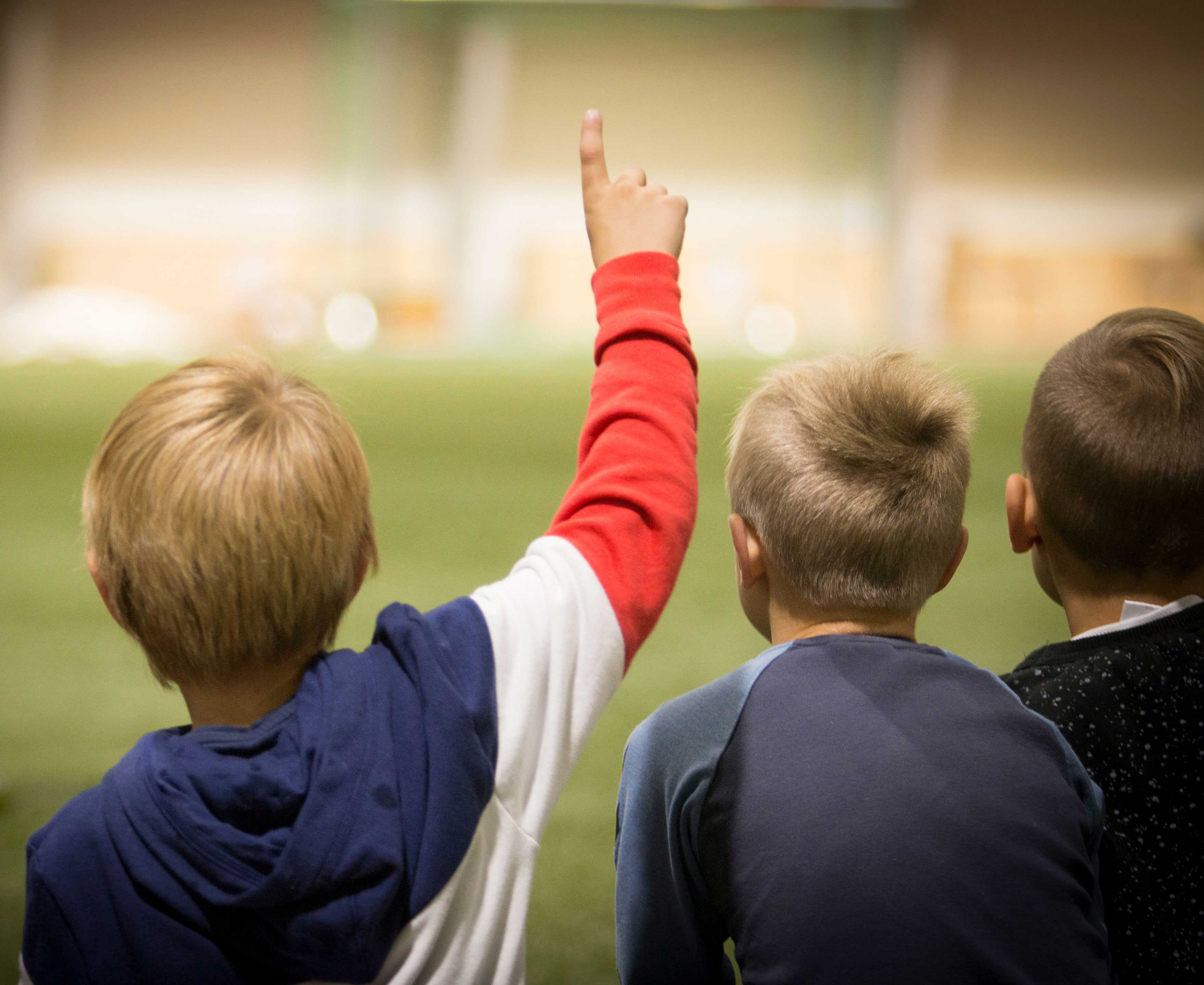 Ryggen af tre små drenge