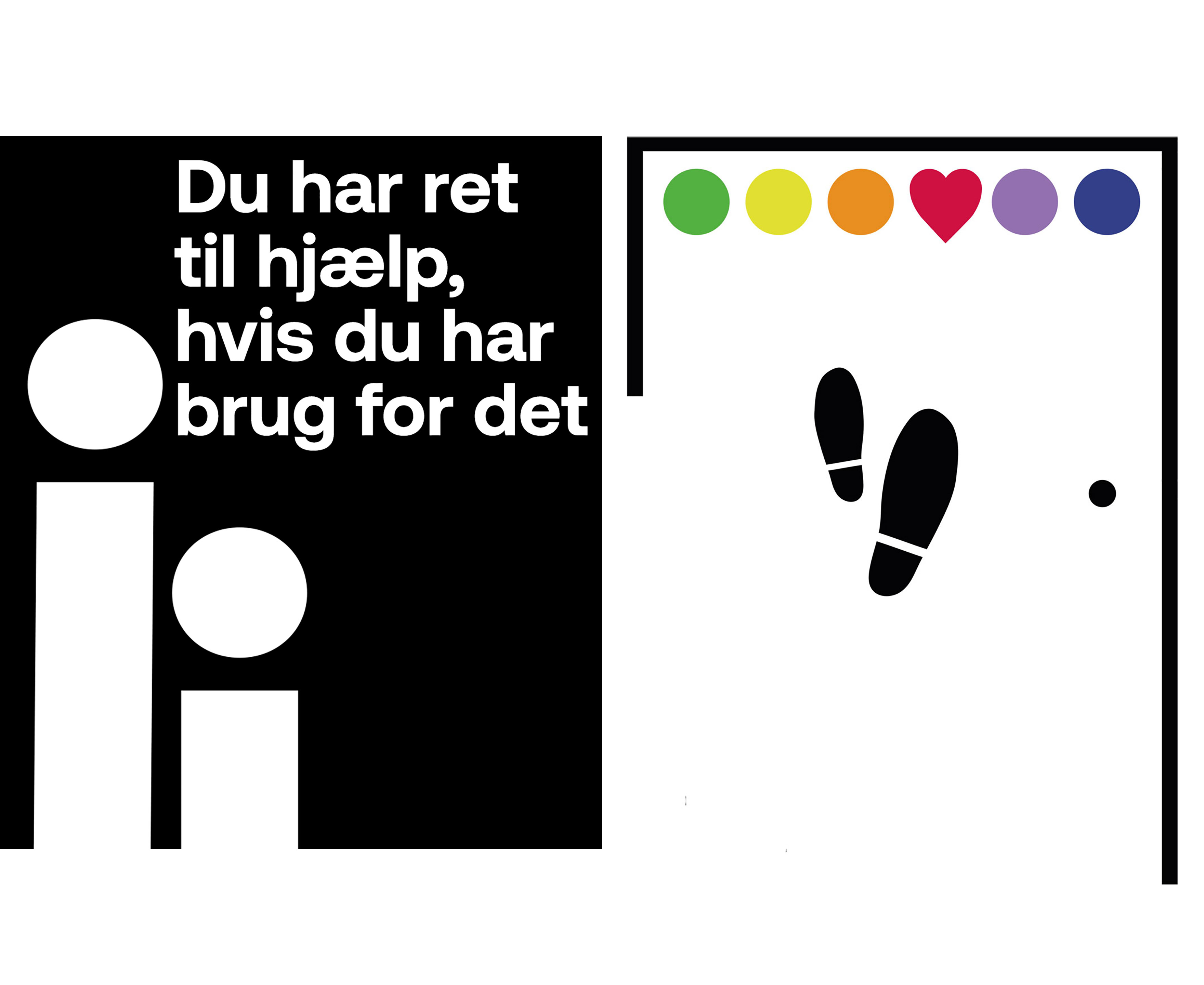 Logo med 'ret til hjælp' og familieindgangen