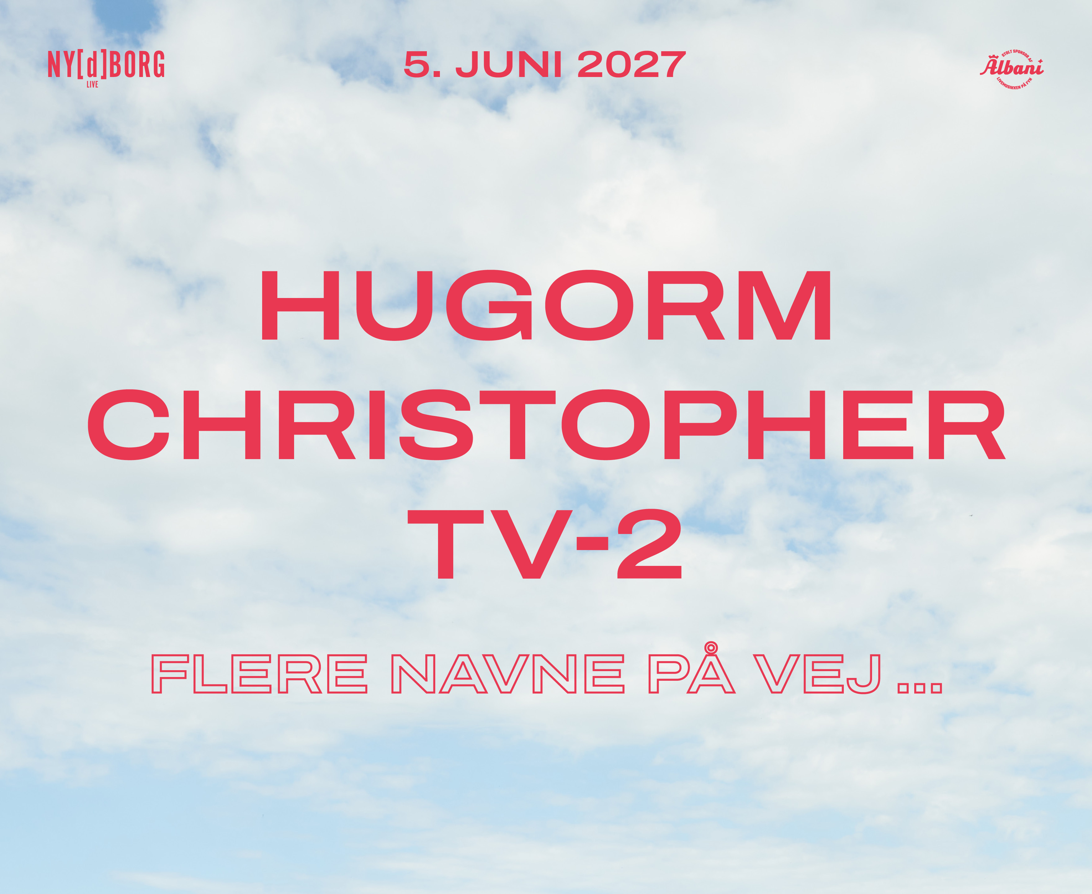 Plakat med artisknavne til NY[d]BORG LIVE 2027