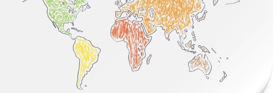 Tegning af et verdenskort