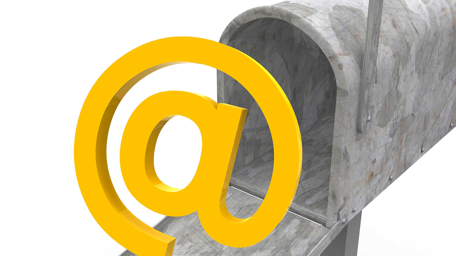 Tegning af en postkasse med et @ foran