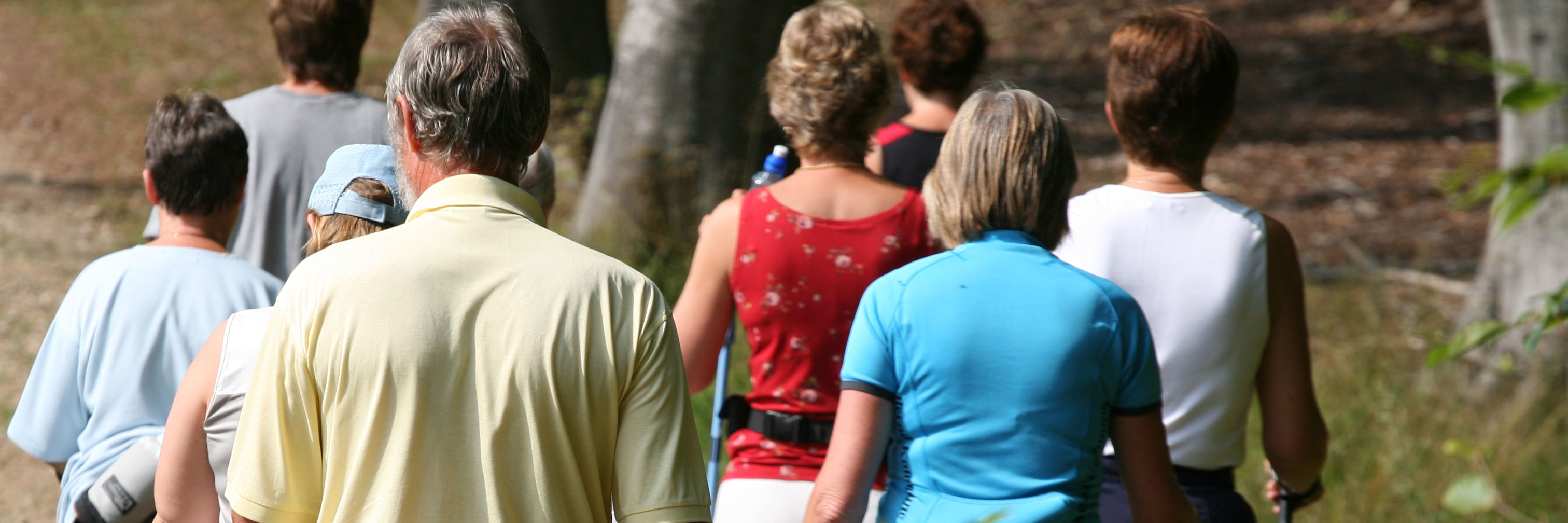 En gruppe der går tur