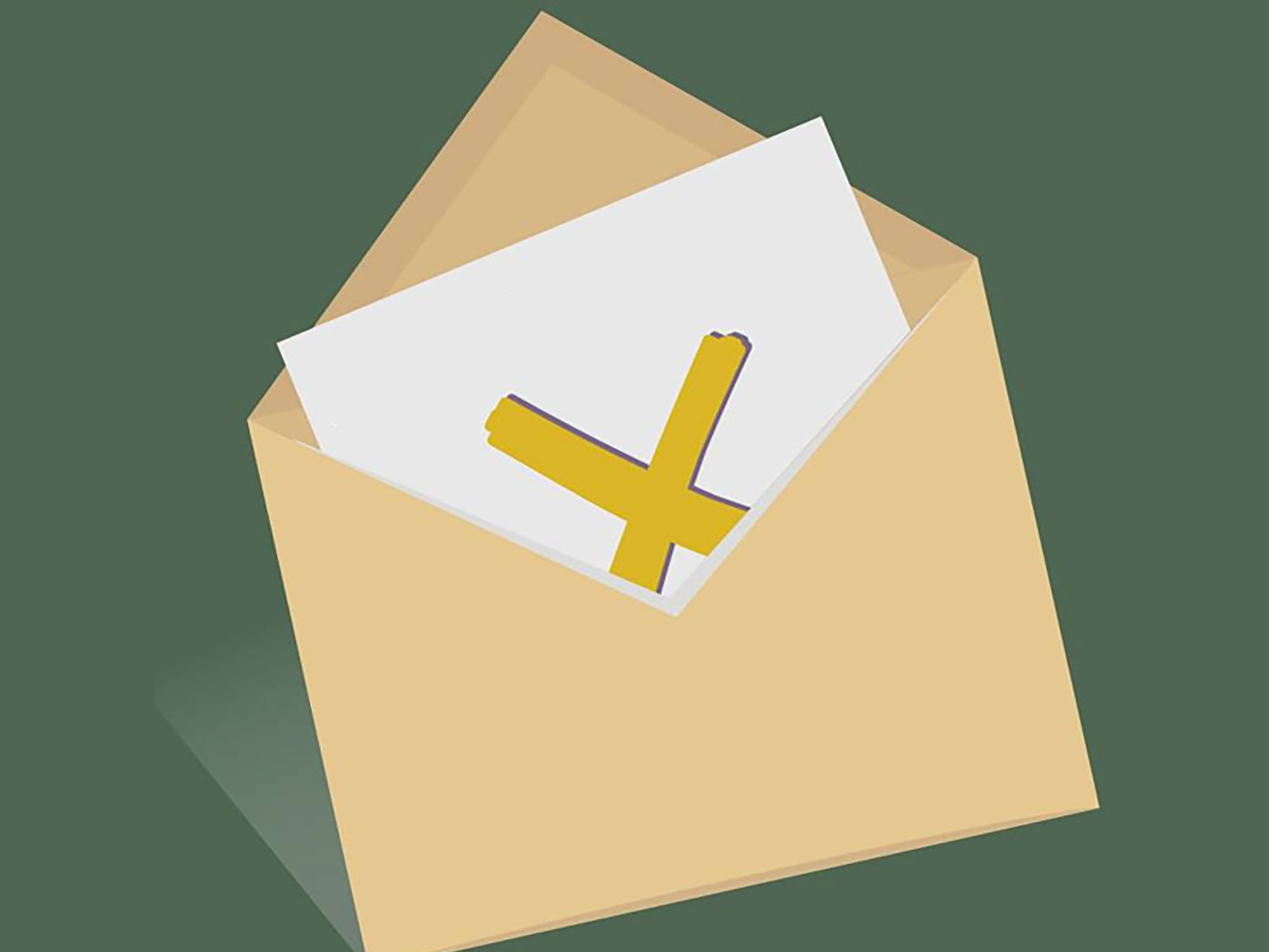 Tegning af et brev i en kuvert med et brev og ordlyden Folketingsvalg